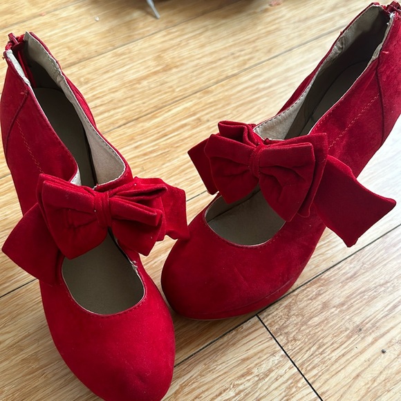 Mary Jane High Bowtie Heel Platform Vintage Dress Pumps size 8 - Picture 2 of 7